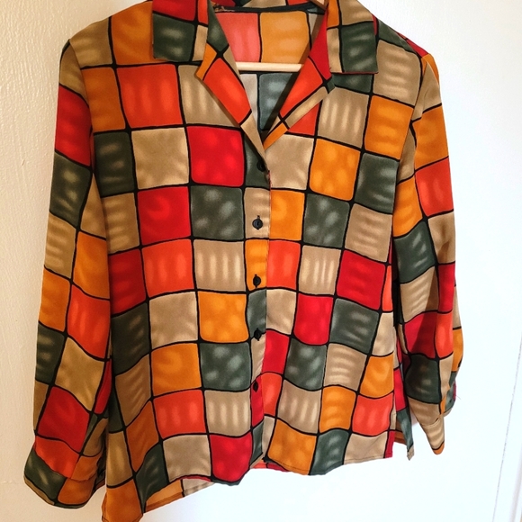 Button shirt colourful block NO IRON NEEDED - Picture 6 of 8